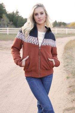 CWJ7480001 WOMEN&#39;S CRUEL GIRL BROWN &amp; BLACK WESTERN BOMBER JACKET