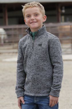 MWK7980002 BOY&#39;S CINCH GRAY 1/4 ZIP SWEATER