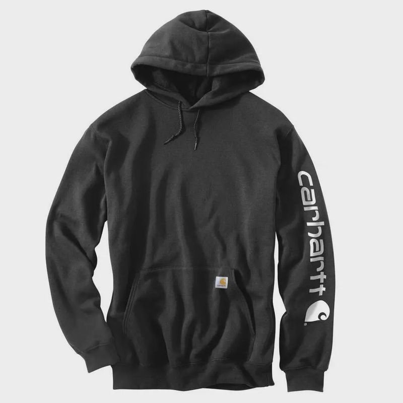 K288 BLK CARHARTT LOOSE FIT MIDWEIGHT LOGO SLEEVE GRAPHIC HOODIE