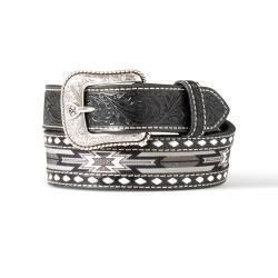 A1308101 YOUTH ARIAT BLACK &amp; GRAY SOUTHWEST INLAY WESTERN BELT