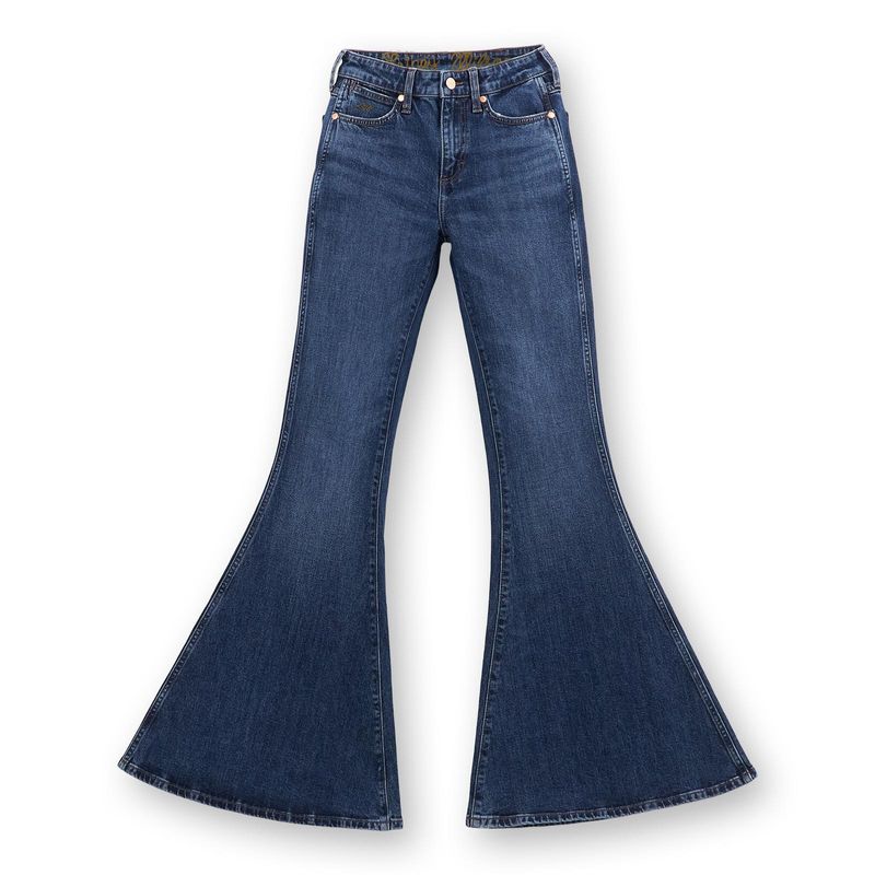 112360638 WOMEN'S WRANGLER X LAINEY WILSON BELL BOTTOM JEAN - BASKIN BLUE WASH