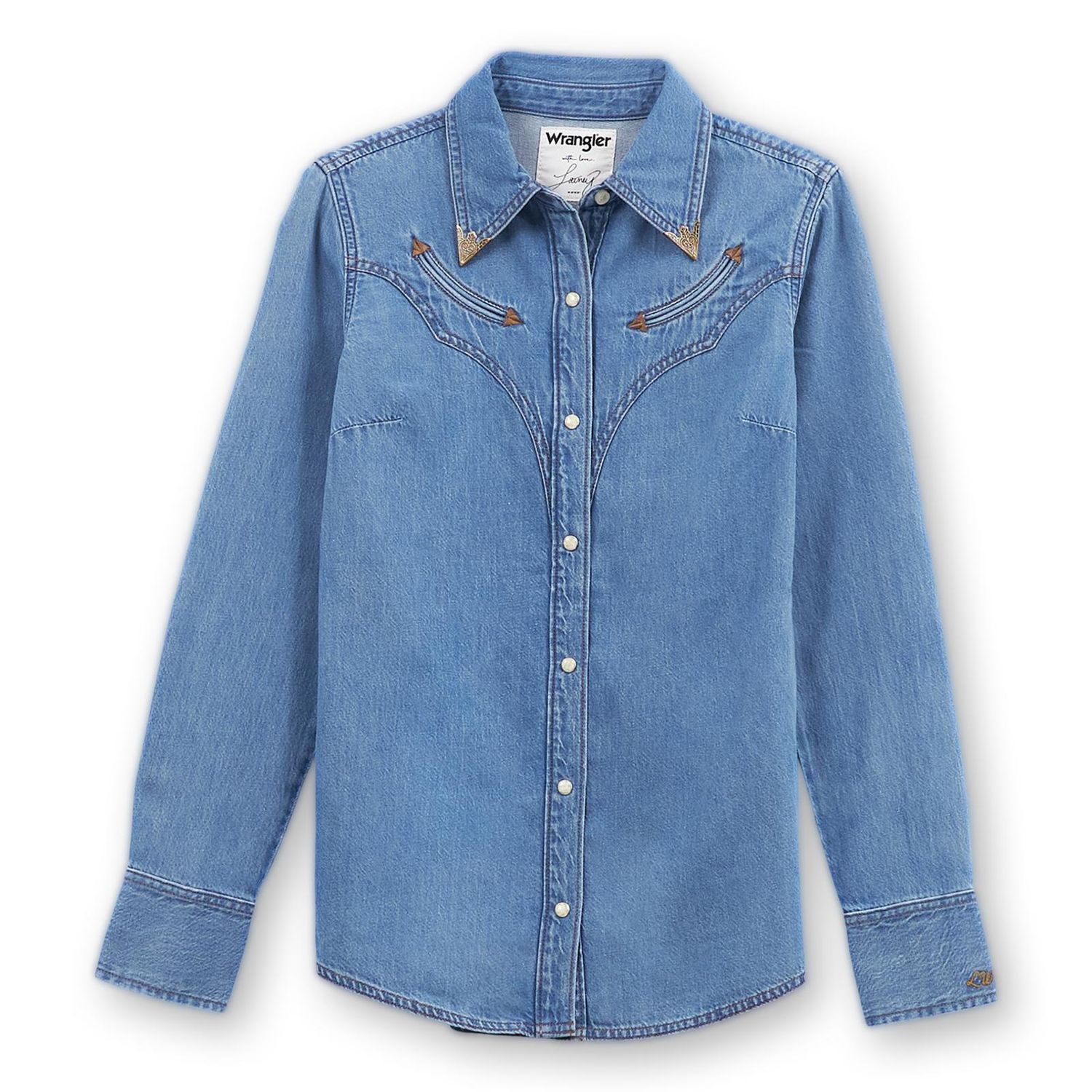 112360616 WOMEN&#39;S WRANGLER X LAINEY WILSON MOXIE WESTERN DENIM LONG-SLEEVE SHIRT