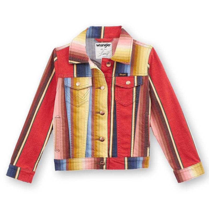 112361050 GIRL&#39;S WRANGLER X LAINEY WILSON TRUCKER JACKET - RODEO BEN STRIPE