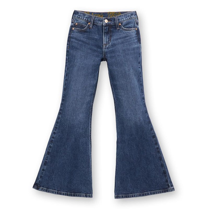 112361024 GIRL&#39;S WRANGLER X LAINEY WILSON BELL BOTTOM JEAN - DARK WASH