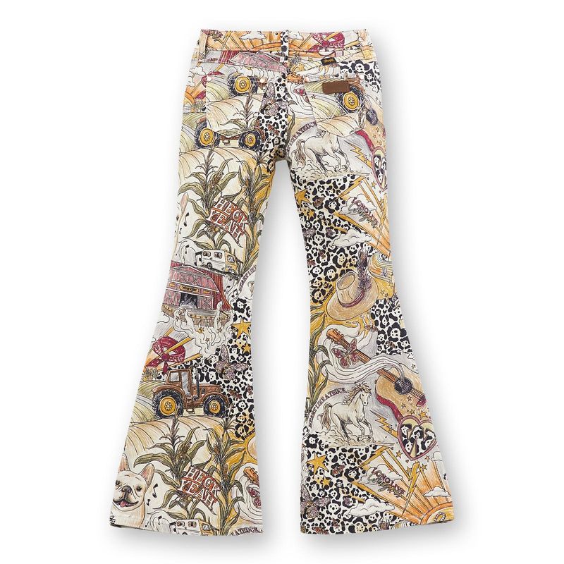 112361049 GIRL'S WRANGLER X LAINEY WILSON BELL BOTTOM JEAN - STORYTELLER PRINT