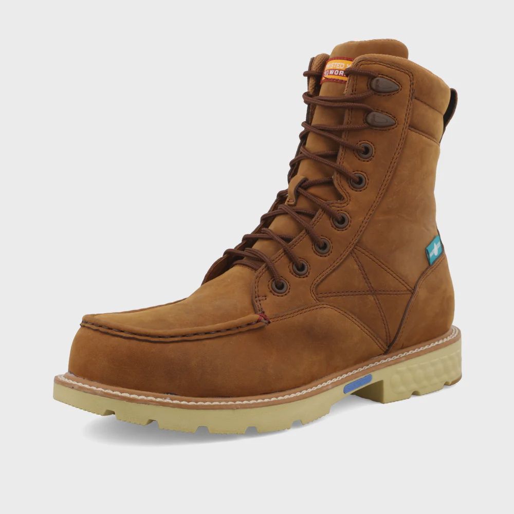 MXCNWM3 MEN&#39;S TWISTED X 8&quot; TOFFEE NANO MOC TOE, METGUARD, &amp; WATERPROOF LACER WORK BOOT