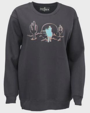 40277-BLK WOMEN&#39;S OUTBACK TRADING CO. CALLI CREWNECK
