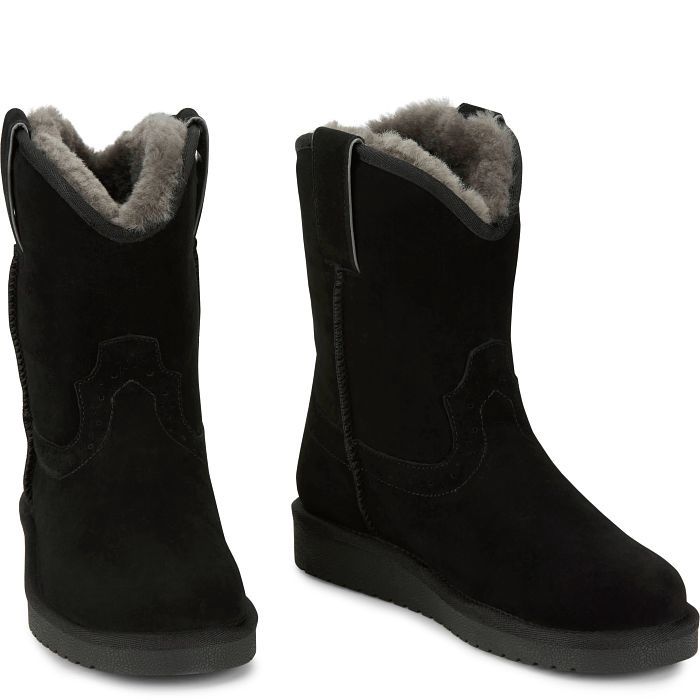 GY2863 WOMEN&#39;S JUSTIN HEIDI BLACK SUEDE &amp; LINED WINTER BOOT
