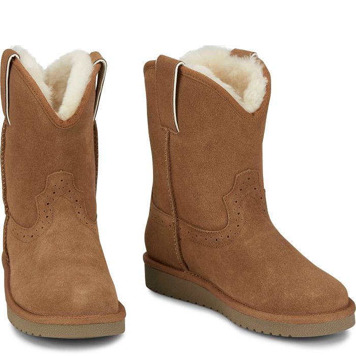 GY2862 WOMEN&#39;S JUSTIN HEIDI CHESTNUT SUEDE &amp; LINED WINTER BOOT