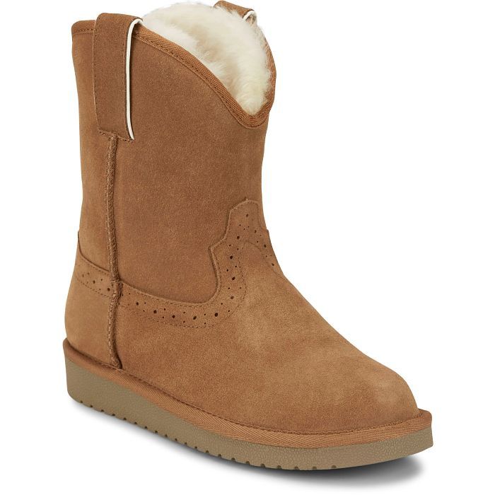 GY2862 WOMEN'S JUSTIN HEIDI CHESTNUT SUEDE &amp; LINED WINTER BOOT