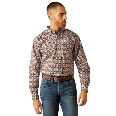 10052613 MEN&#39;S ARIAT BLUE TENNESSEE LONG-SLEEVE WESTERN SHIRT