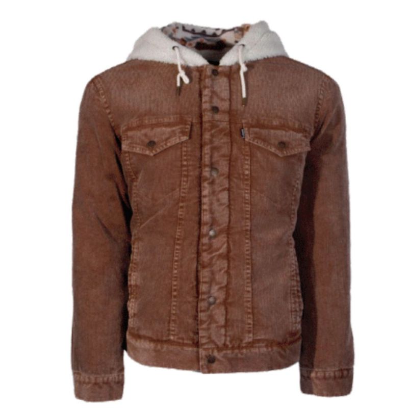 HJ115TN MEN&#39;S HOOEY TAN CORDUROY BODY W/ WHITE SHERPA HOODED JACKET