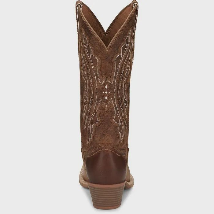 l2962 WOMEN'S JUSTIN 12" REIN WAXY TAN WATER BUFFALO WIDE SQUARE-TOE WESTERN BOOT
