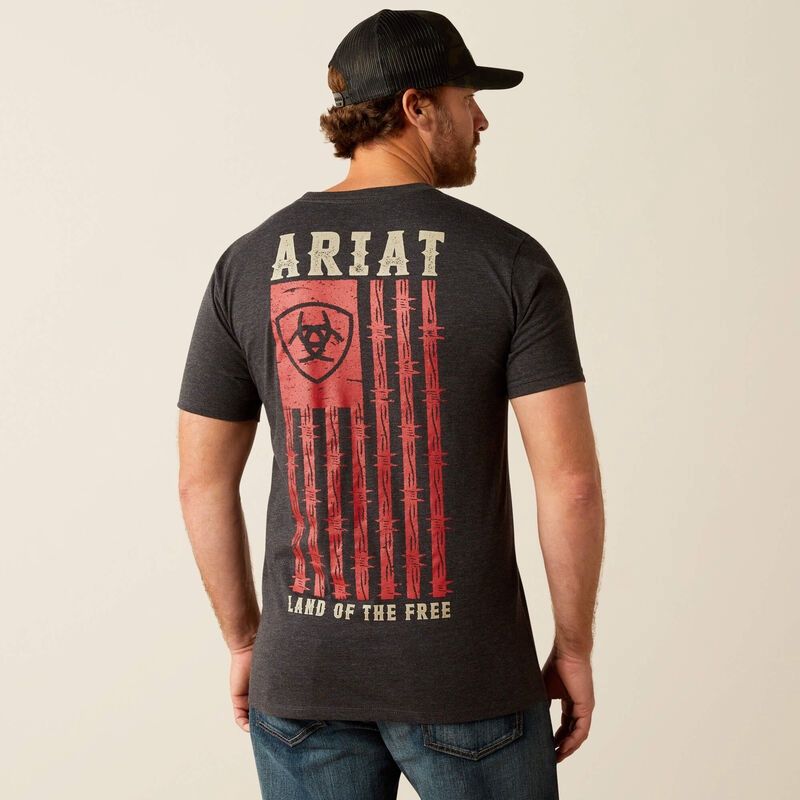 10053985 MEN&#39;S ARIAT BARBED FLAG SHORT-SLEEVE GRAPHIC T-SHIRT