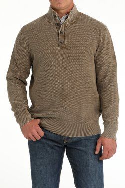 MWK1916001 MEN&#39;S CINCH BROWN PULLOVER SWEATER