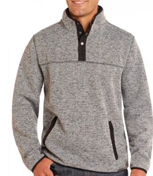 DM91C04076 MEN&#39;S POWDER RIVER 1/4 SNAP MELANGE PULLOVER - GRAY