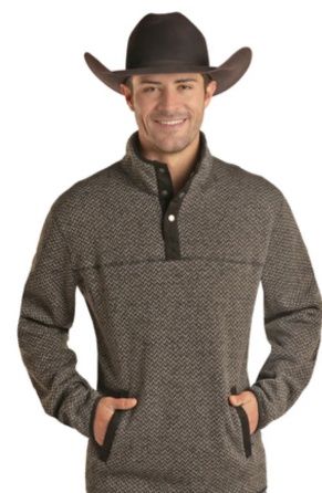 DM91C04076 MEN&#39;S POWDER RIVER 1/4 SNAP MELANGE PULLOVER - TAN