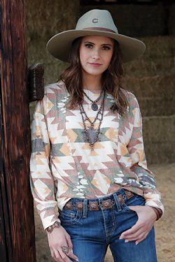 CTK7463002 WOMEN&#39;S CRUEL GIRL LONG-SLEEVE CREAM KNIT TOP