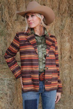 CWJ7494001 WOMEN&#39;S CRUEL GIRL BROWN WESTERN BLAZER