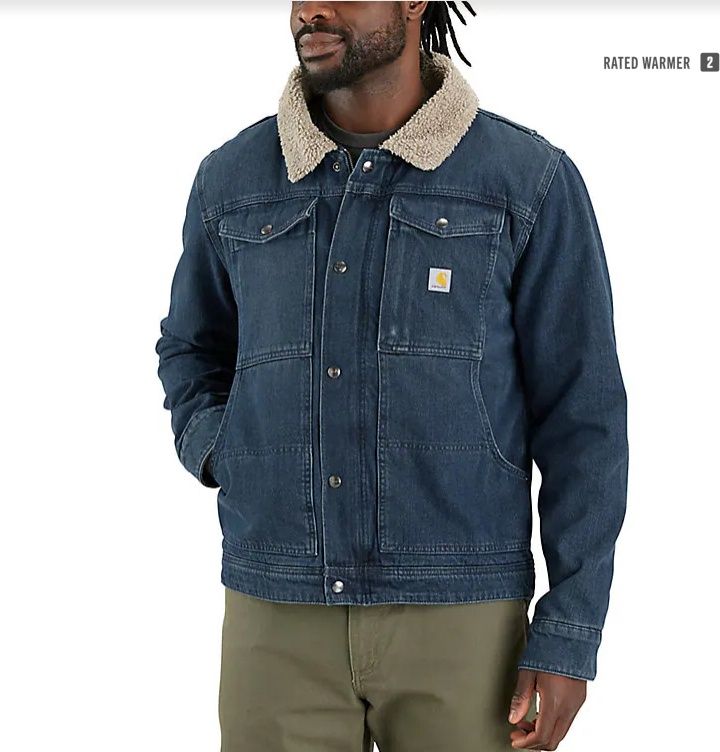 106323-H87 MEN&#39;S CARHARTT RELAXED FIT DENIM SHERPA-LINED JACKET