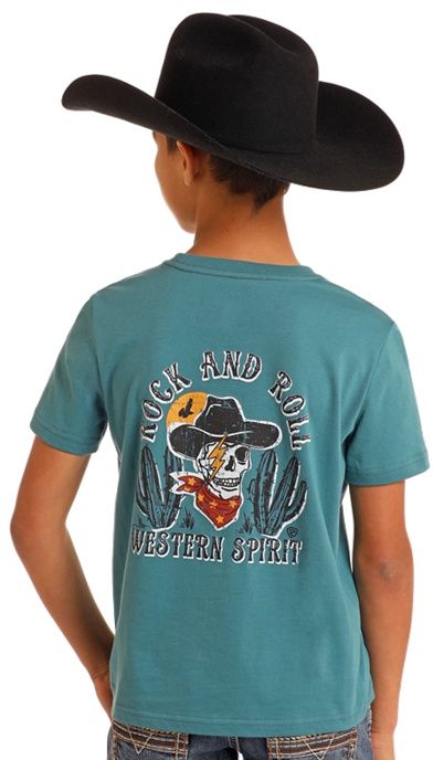BB21T05603 BOY'S ROCK &amp; ROLL GRAPHIC SKULL SHORT-SLEEVE TEE