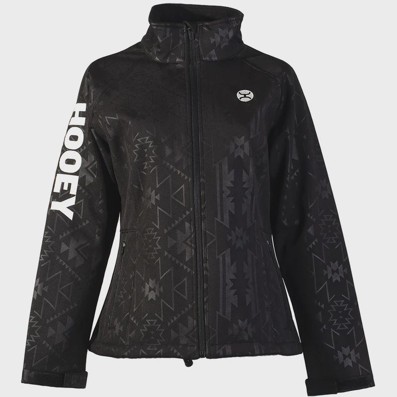 HJ111BKAZ-Y GIRL&#39;S HOOEY BLACK AZTEC PATTERN FULL ZIP
