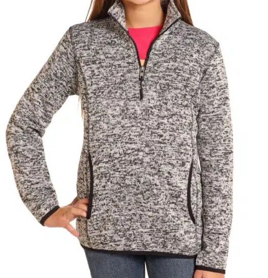 DK91C04101 YOUTH POWDER RIVER HEATHER GRAY KNIT MELANGE PULLOVER