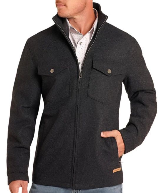 DM92C04052 MEN&#39;S POWDER RIVER BLACK HEATHER WOOL COAT