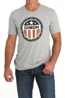 MTT1690647 MEN&#39;S CINCH GRAY LOGO GRAPHIC SHORT-SLEEVE TEE