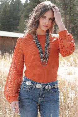 CTK7493001 WOMEN&#39;S CRUEL GIRL COPPER LONG-SLEEVE RAGLAN TOP
