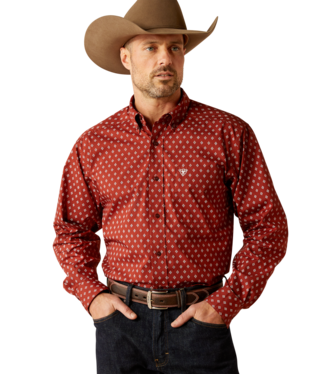 10053867 MEN&#39;S ARIAT PAX LONG-SLEEVE BUTTON-DOWN WESTERN SHIRT - BURGUNDY