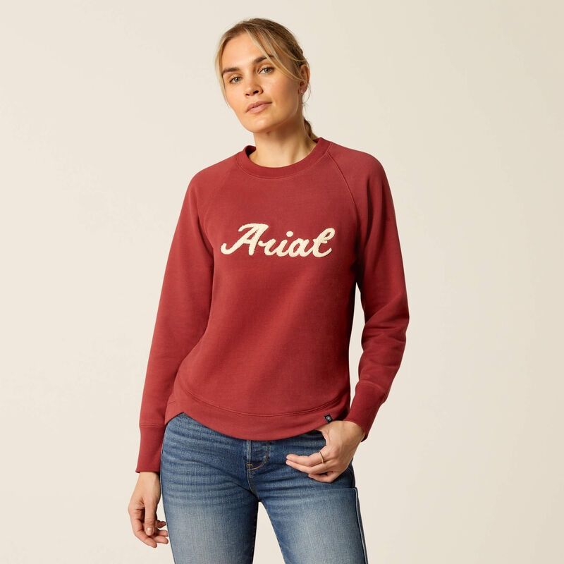 10052761 WOMEN&#39;S ARIAT BENICIA CREW NECK SWEATSHIRT - BURNT RUSSET