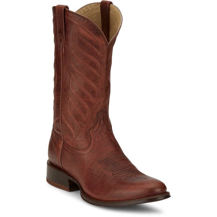 DR3036 MEN&#39;S TONY LAMA 12&quot; COGNAC GOAT MEDIUM ROUND TOE WESTERN BOOT