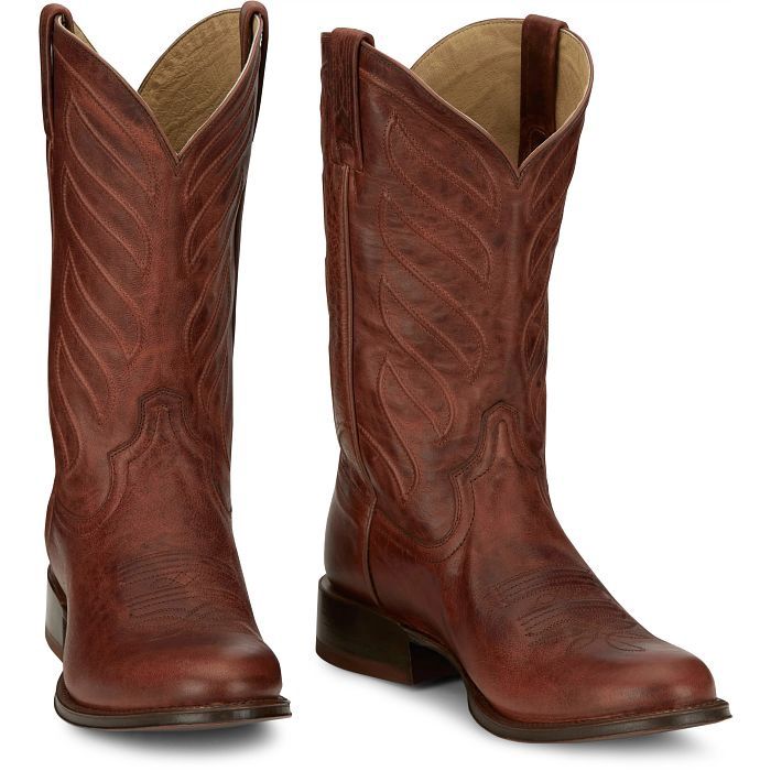 DR3036 MEN'S TONY LAMA 12" COGNAC GOAT MEDIUM ROUND TOE WESTERN BOOT