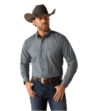 10054087 MEN&#39;S ARIAT CHIP LONG-SLEEVE CHAMBRAY CLASSIC FIT WESTERN SHIRT