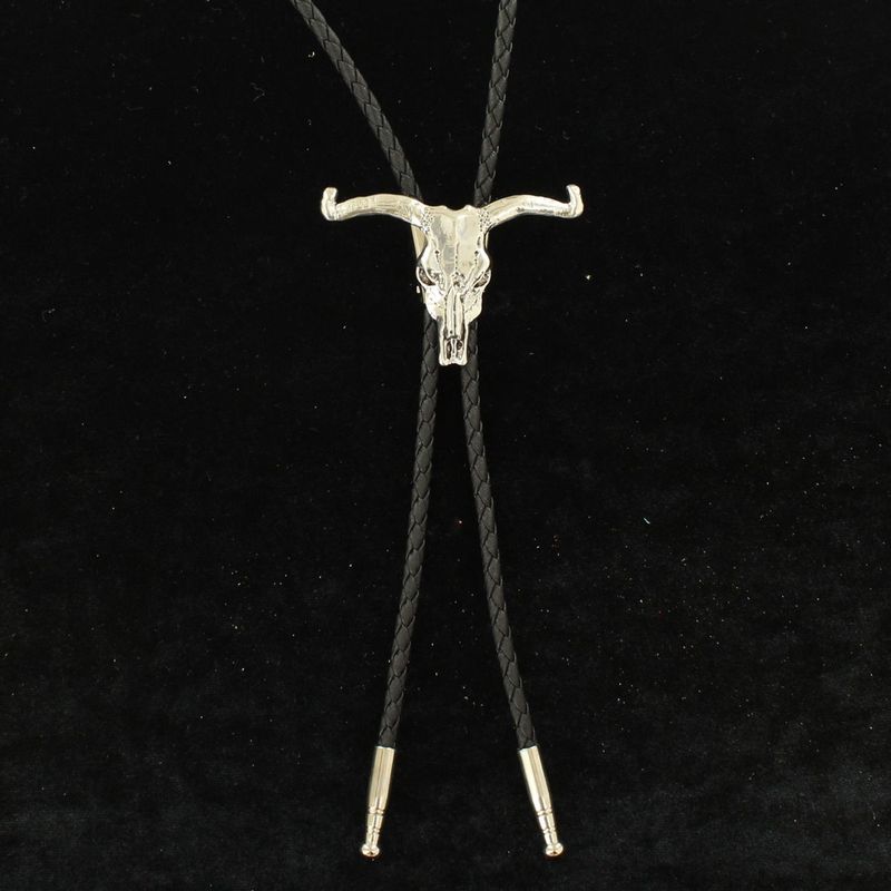 22101 M&amp;F LONGHORN SKULL BOLO TIE