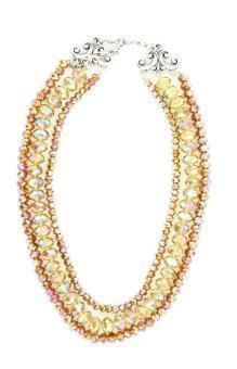 29461166 WESTERN CHARM BROWN &amp; TOPAZ BEADED NECKLACE