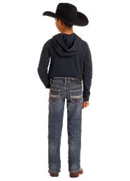 BB1RD05594 BOY&#39;S ROCK &amp; ROLL IVORY LEATHER EMBROIDERED POCKET REVOLVER JEAN