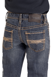 BB1RD05594 BOY'S ROCK &amp; ROLL IVORY LEATHER EMBROIDERED POCKET REVOLVER JEAN