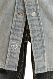 BBN2S03701 KID'S ROCK &amp; ROLL LIGHT DENIM SOLID SNAP WESTERN SHIRT