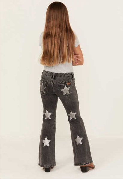 BG6PD05337 GIRL'S ROCK &amp; ROLL STAR PRINT FLARE JEANS