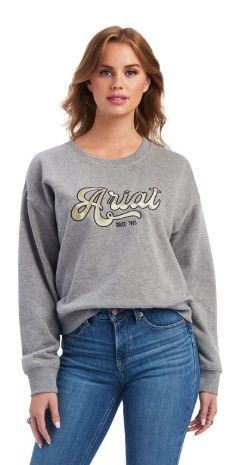 10041817 WOMEN&#39;S ARIAT METALLIC VARSITY LOGO SWEATSHIRT