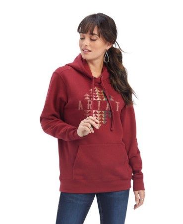 10041633 WOMEN&#39;S ARIAT REAL BEARTOOTH GRAPHIC HOODIE -ROUGE RED
