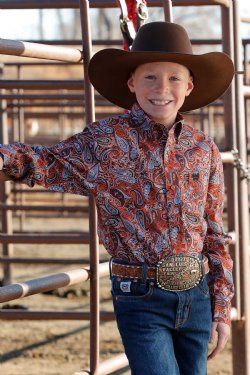 MTW7060365 BOY&#39;S CINCH ORANGE LONG-SLEEVE WESTERN PRINTED SHIRT