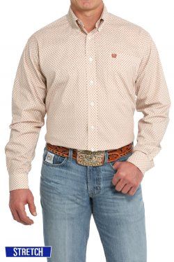 MTW1105844 MEN&#39;S CINCH LONG-SLEEVE CREAM PRINTED WESTERN SHIRT