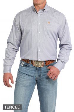 MTW1105850 MEN'S CINCH PURPLE LONG-SLEEVE STRIPE WESTERN SHIRT