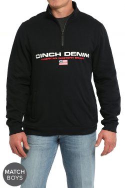 MWK1918001 MEN&#39;S CINCH 1/4 ZIP BLACK PULLOVER