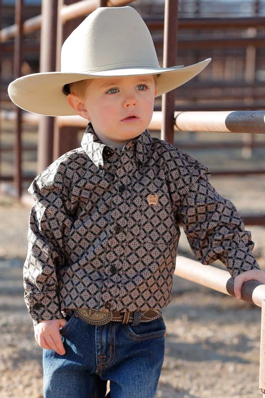 MTW7062360 BABY BOY&#39;S CINCH BLACK LONG-SLEEVE PRINTED WESTERN SHIRT