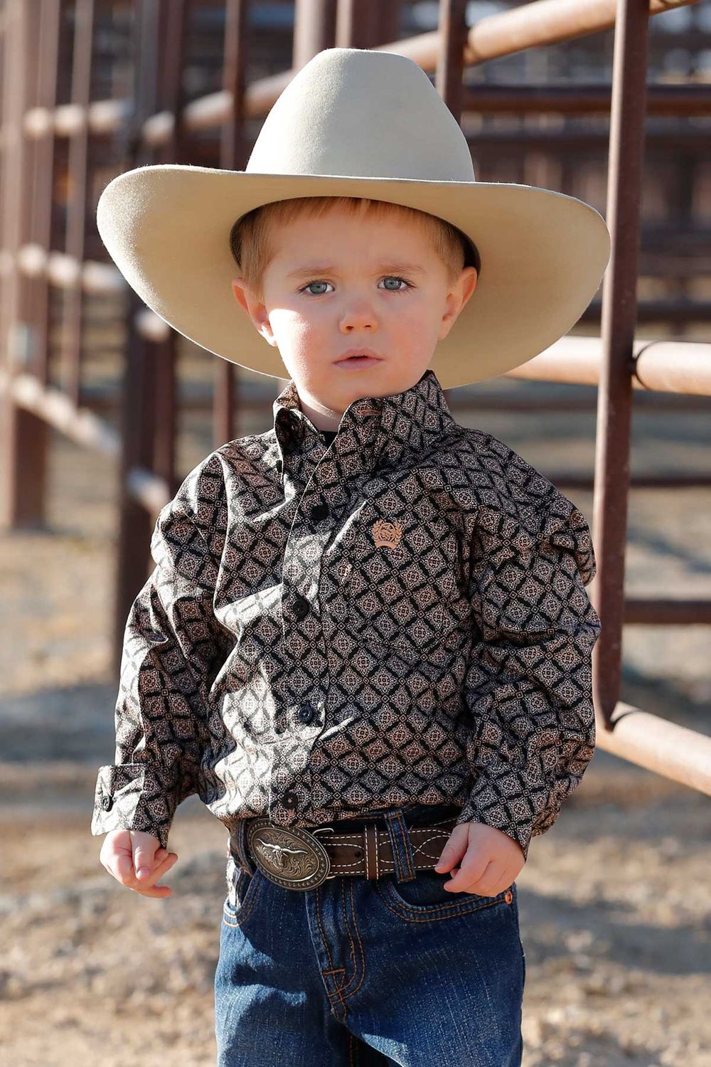 MTW7061360 TODDLER BOY&#39;S CINCH BLACK LONG-SLEEVE PRINTED WESTERN SHIRT