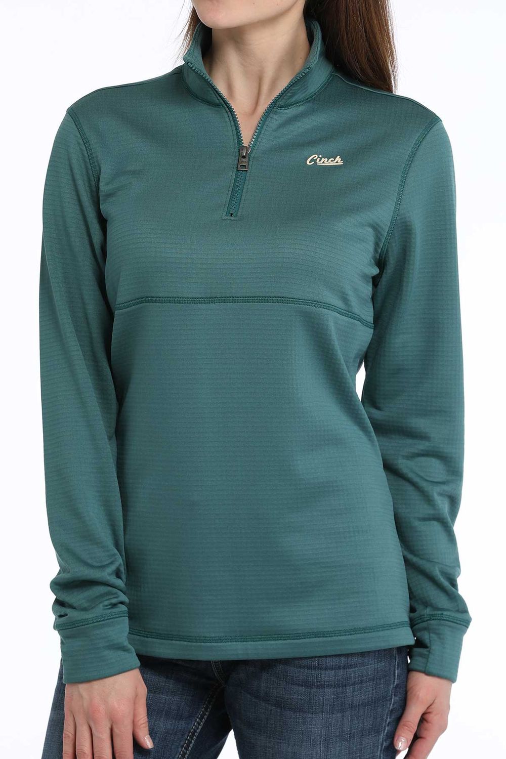 MAK9913001 WOMEN&#39;S CINCH 1/4 ZIP GREEN SWEATSHIRT
